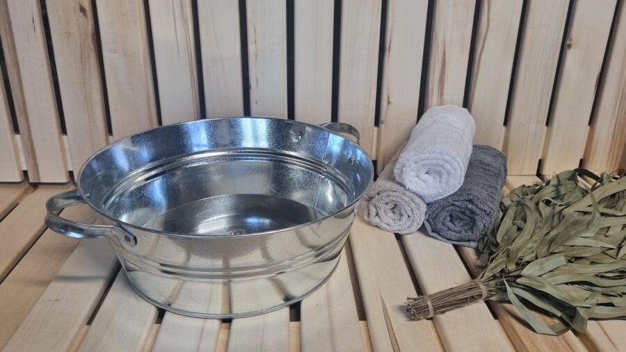 13-Liter Stainless Steel Sauna Container with Handles - Spa Essential