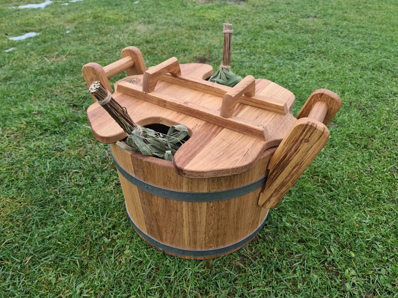 Handmade Wooden Oak Sauna Bucket Lid Premium Quality 23L - 35L