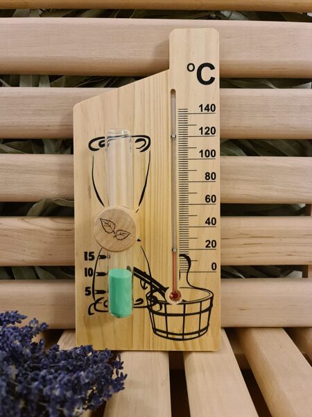 Thermometer Bath Sauna + clock "Bath station" Wooden