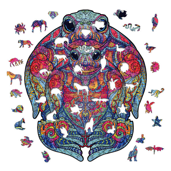 "Colorful Wooden Jigsaw Puzzle Set in a Charming Box – Kids' Gift!"