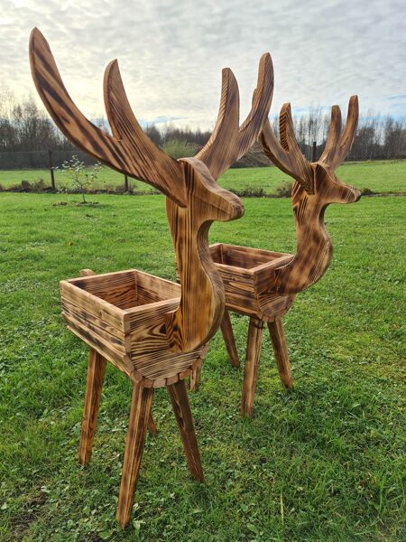 Garden decor wooden flower pot Deer